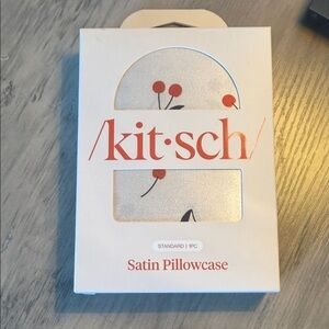 Kitsch Satin Pillowcase with Cherry Motif - Cream & Red